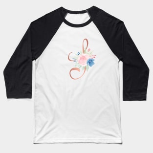 Letter S Rose Gold and Watercolor Blush Pink and Navy Baseball T-Shirt